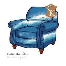 Large Roll Arm Lawson Chair with Nailhead Finish