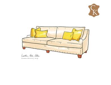 Recessed Slope Arm Two Cushion Sofa 72