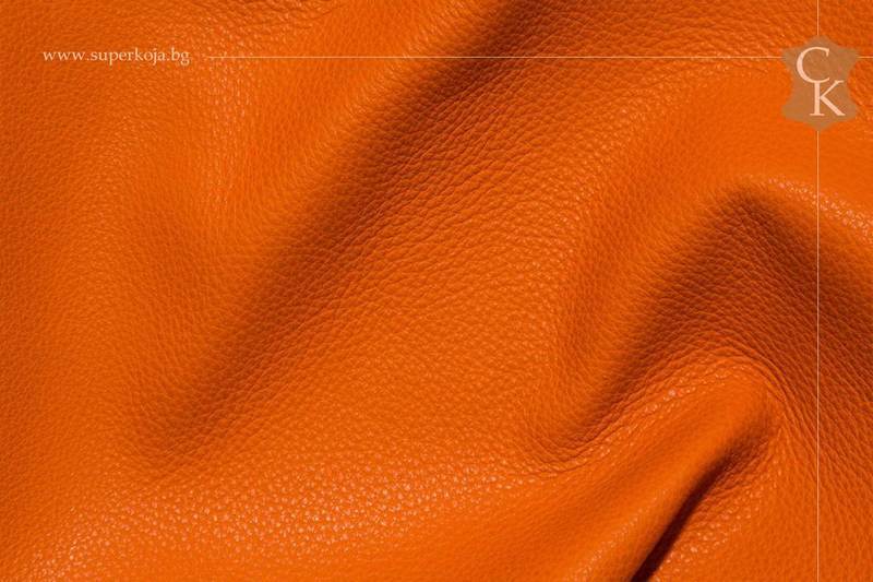 Genuine leather for upholstery - Orange color