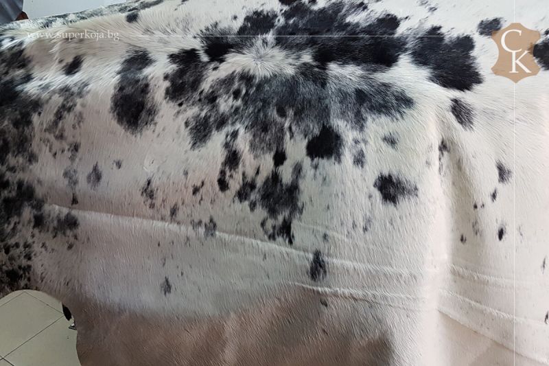 Hair-on cow hides black and white flooring